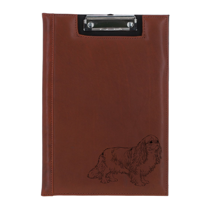 King Charles Spaniel Standing Engraved Leather Clipboard