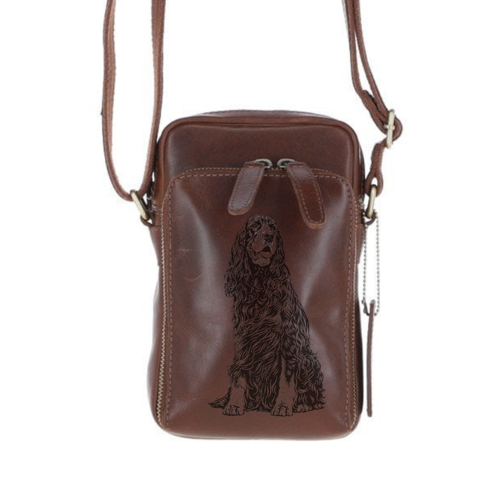 Personalised Gordon Setter Sitting Leather Compact Crossbody Bag