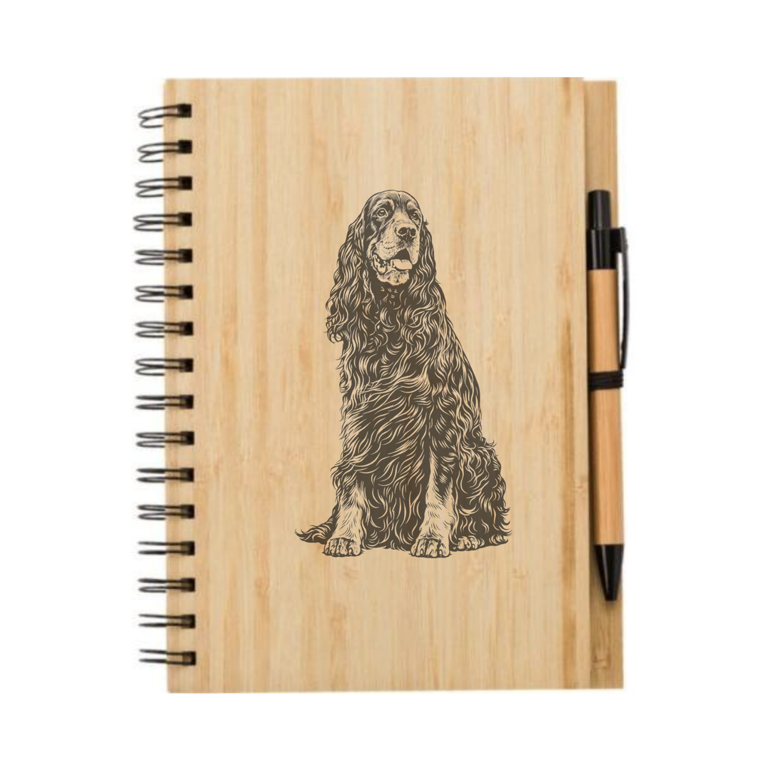 Gordon Setter Sitting Illustration Engraved Notebook