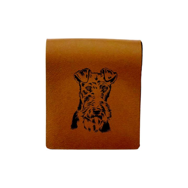 Wire Fox Terrier Face Engraved Genuine Leather Magnetic Bookmark