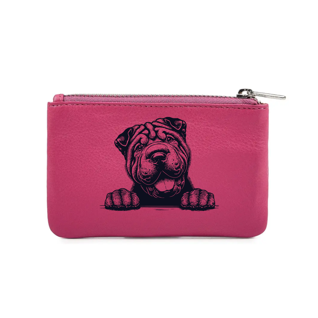 Shar Pei Paws Engraved Genuine Leather Coin Purse (Multiple Colour Options)