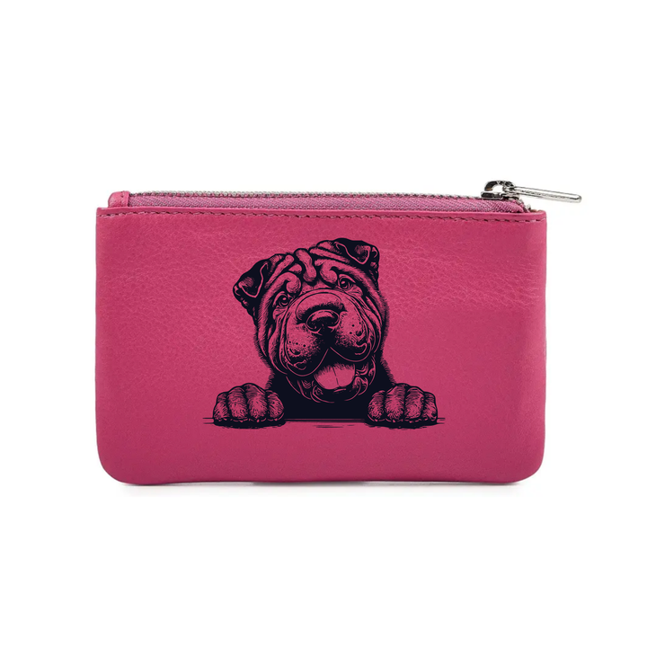 Shar Pei Paws Engraved Genuine Leather Coin Purse (Multiple Colour Options)