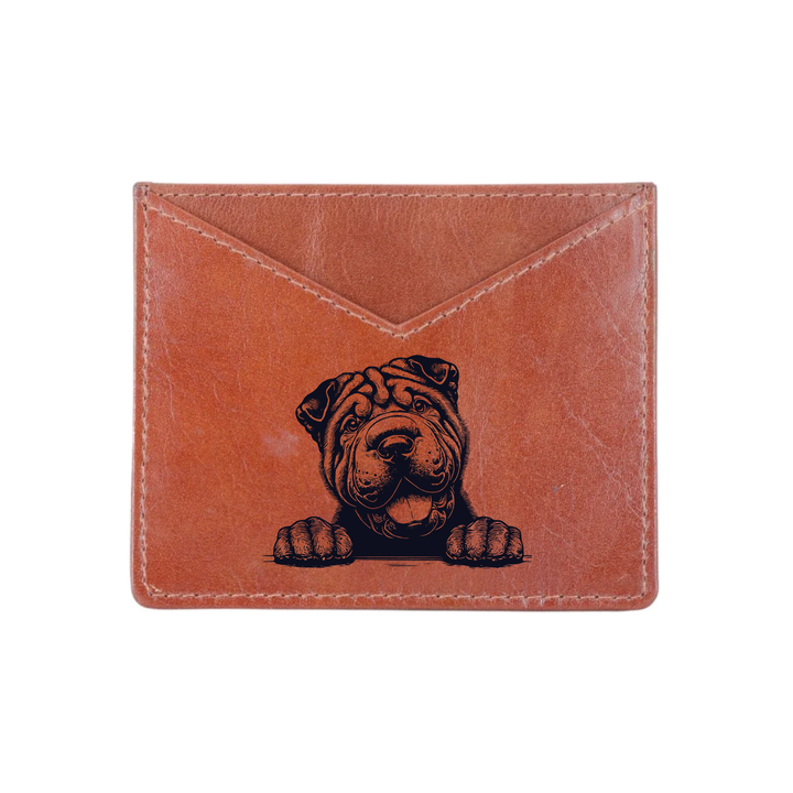 Shar Pei Paws Engraved Genuine Leather Cardholder