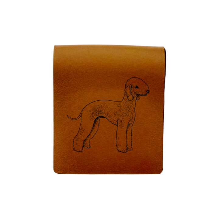 Bedlington Terrier Standing Engraved Genuine Leather Magnetic Bookmark