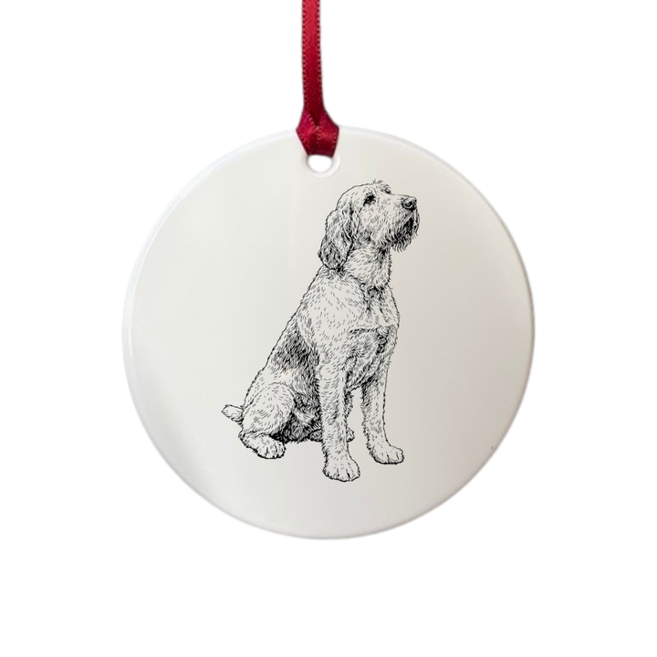 Personalised Italian Spinone Sitting Engraved White Acrylic Decoration