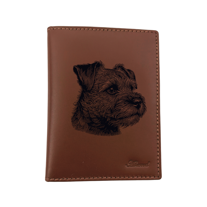 Border Terrier SP Face Engraved Leather Passport Cover