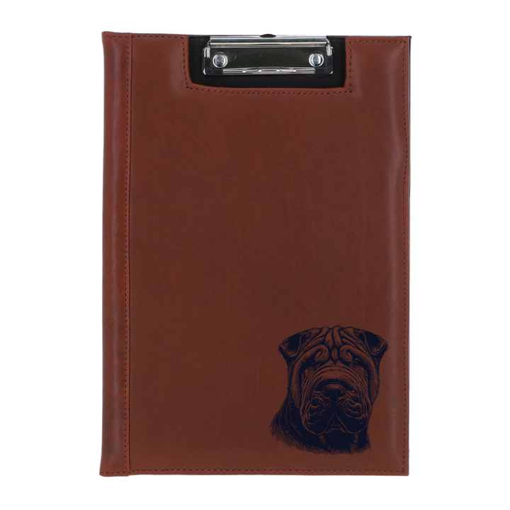 Shar Pei Face Engraved Leather Clipboard