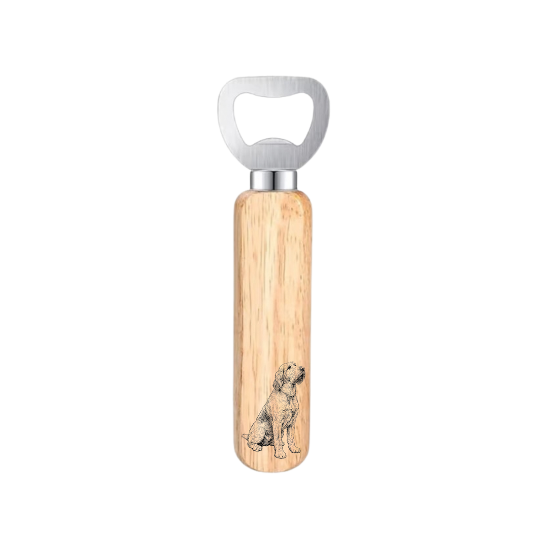 Italian Spinone Sitting Engraved Wooden Bottle Opener