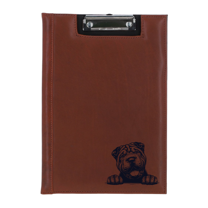 Shar Pei Paws Engraved Leather Clipboard