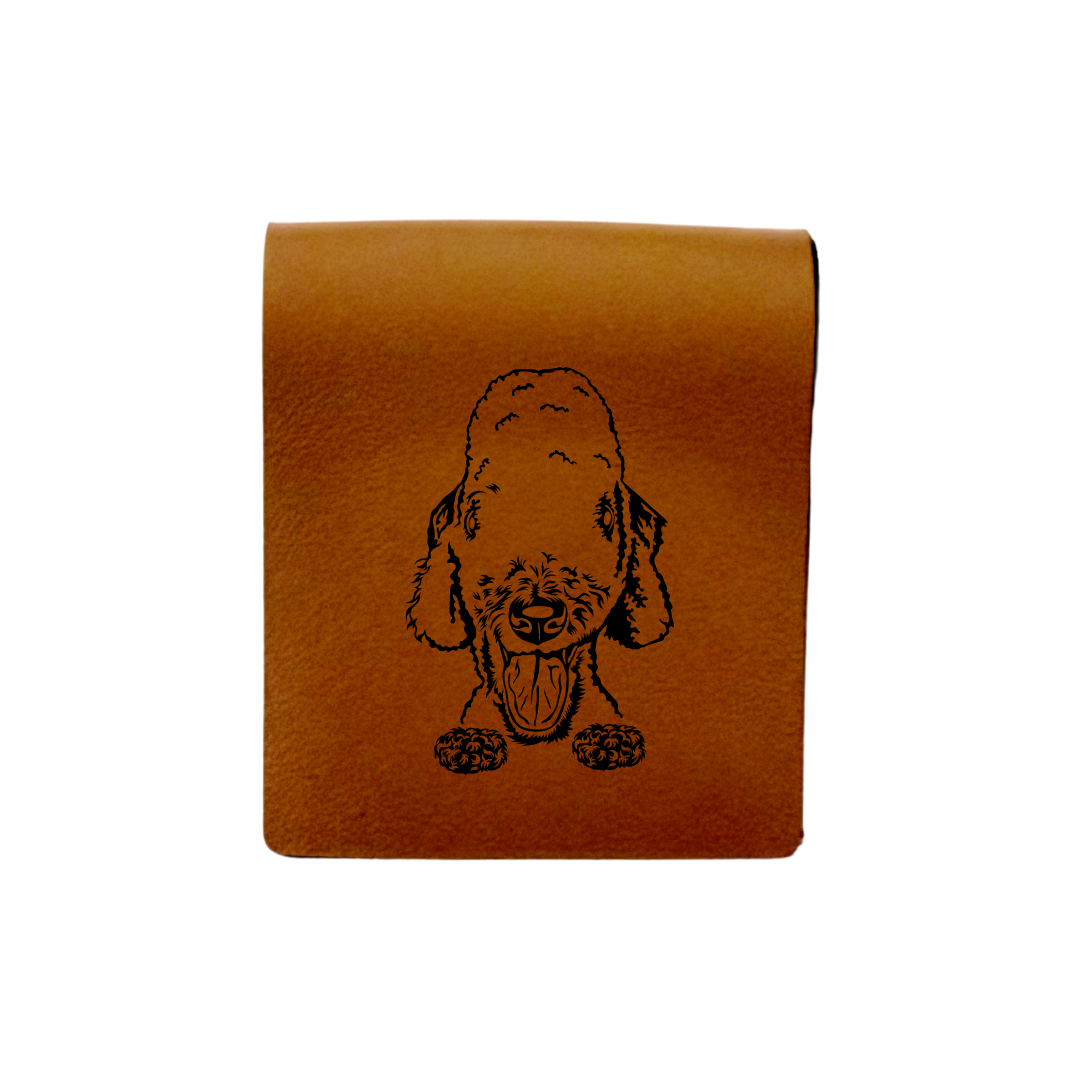 Bedlington Terrier Face Engraved Genuine Leather Magnetic Bookmark