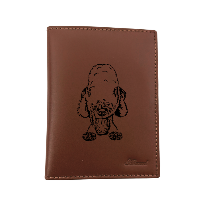 Bedlington Terrier Face Engraved Leather Passport Cover