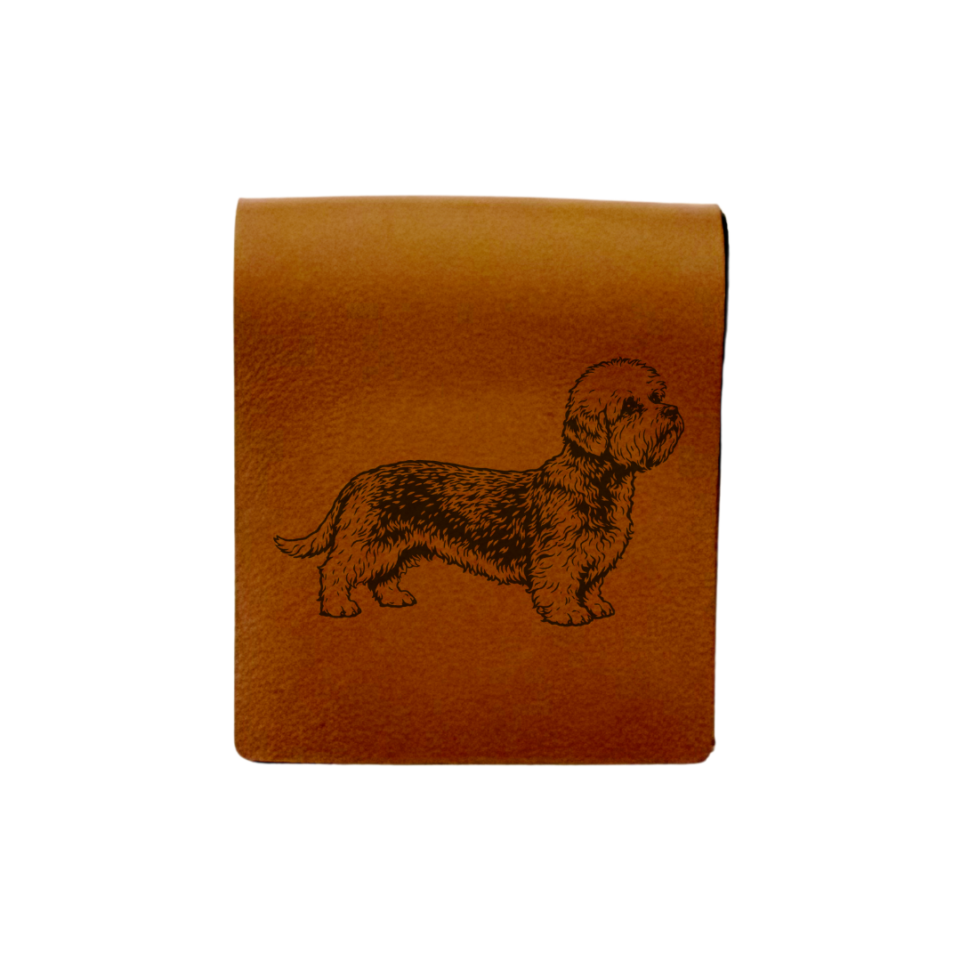 Dandie Dinmont Terrier Standing Engraved Genuine Leather Magnetic Bookmark