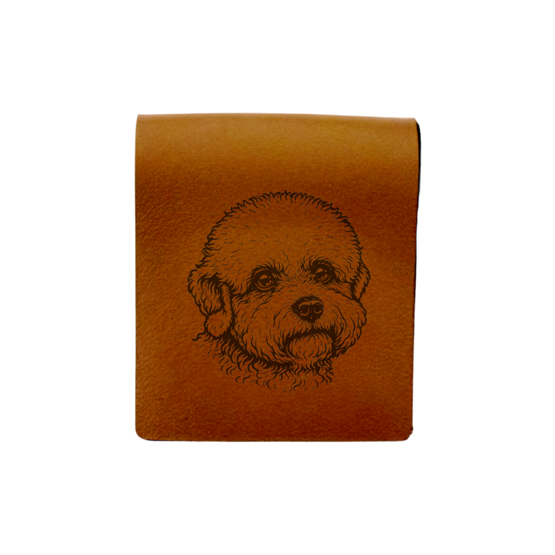 Dandie Dinmont Terrier Face Engraved Genuine Leather Magnetic Bookmark