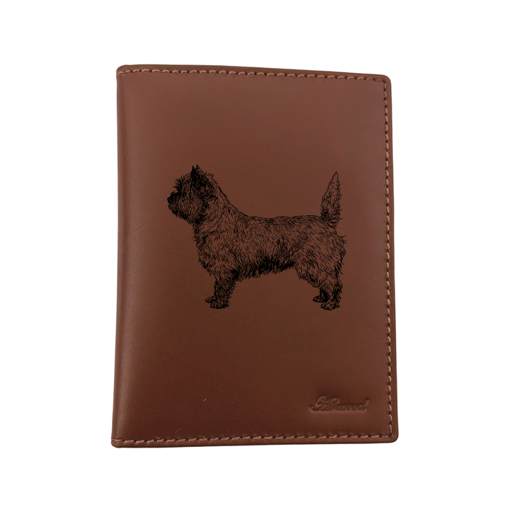 Cairn Terrier Stacked Standing Engraved Leather Passport Cover