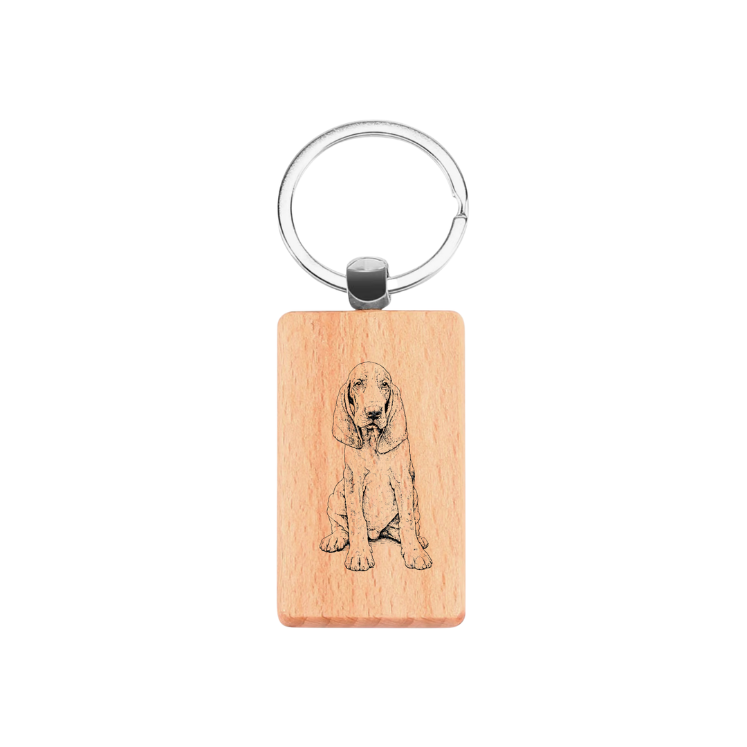 Bracco Italiano Sitting Engraved Rectangle Wooden Keyring