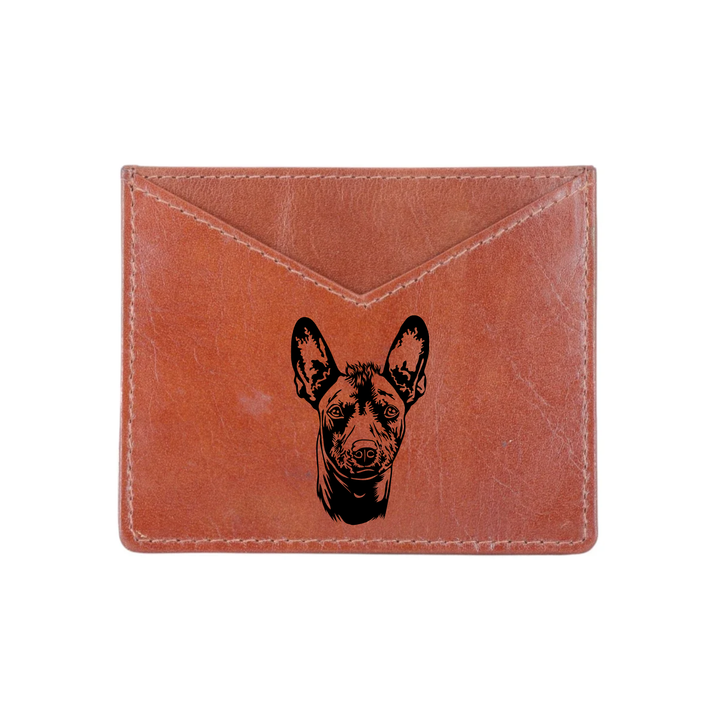 Xoloitzcuintli Face Engraved Genuine Leather Cardholder