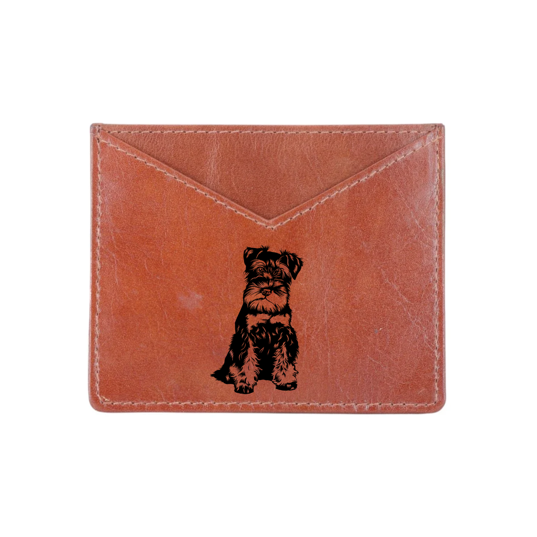 Miniature Schnauzer Engraved Genuine Leather Cardholder