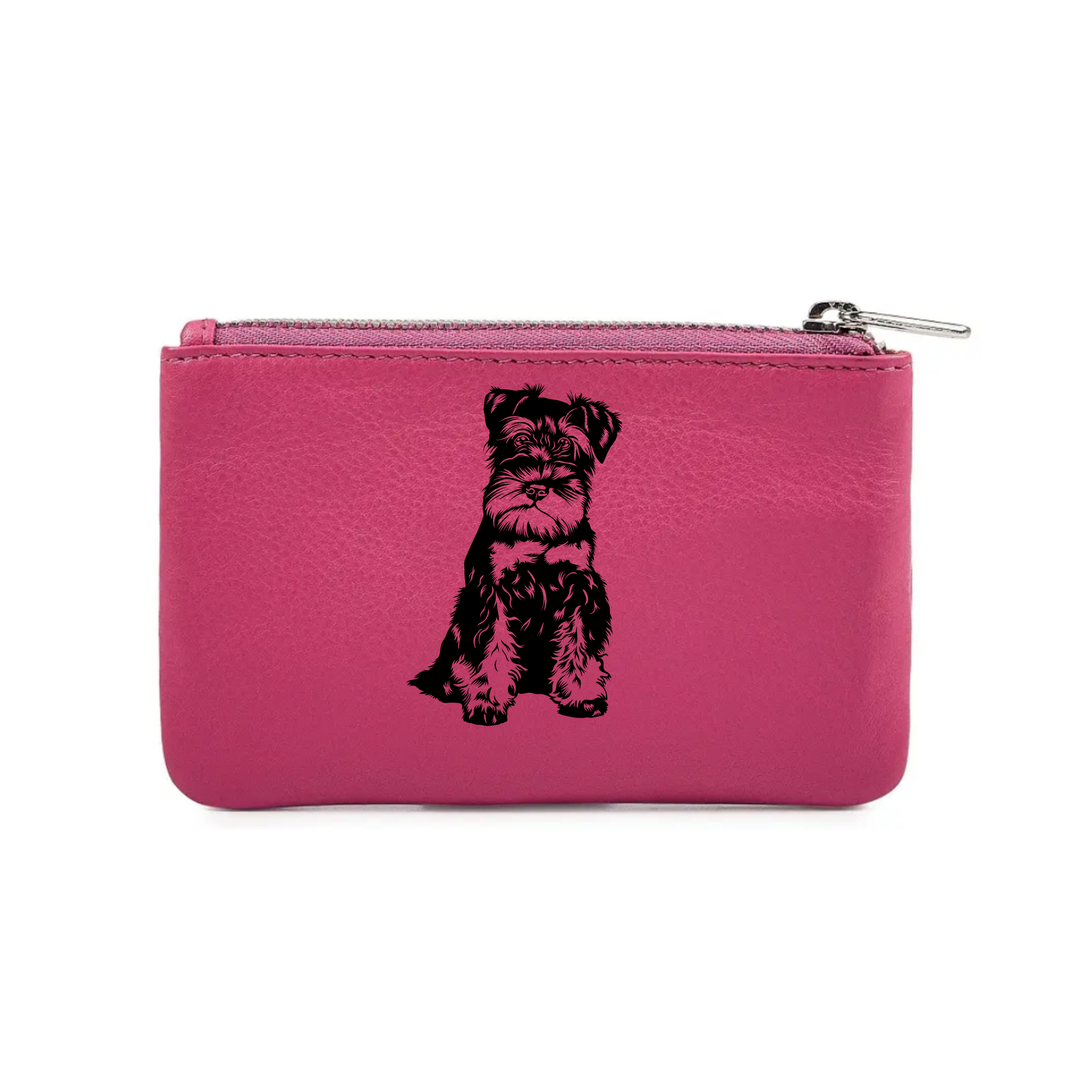 Miniature Schnauzer Engraved Genuine Leather Coin Purse (Multiple Colour Options)