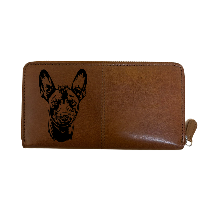 Xoloitzcuintle Face Engraved Large Leather Purse