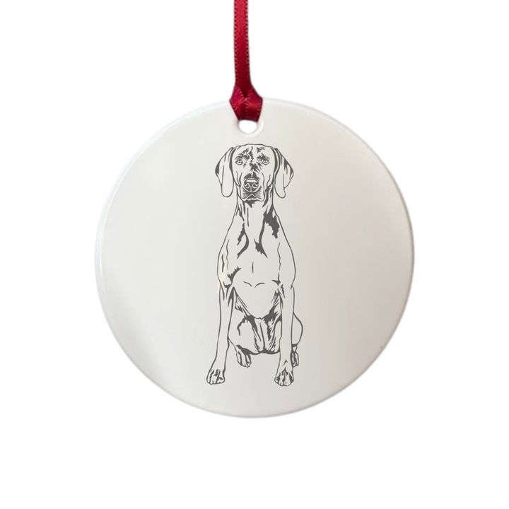Personalised Weimaraner Sitting Engraved White Acrylic Decoration