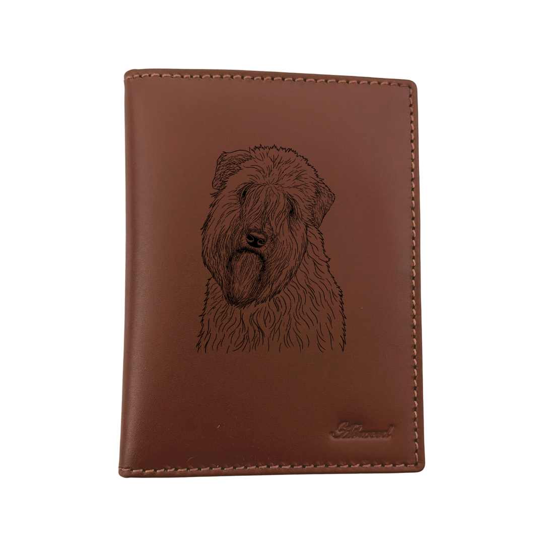 Soft Coated Wheaten Terrier Face Engraved Leather Passport Cover