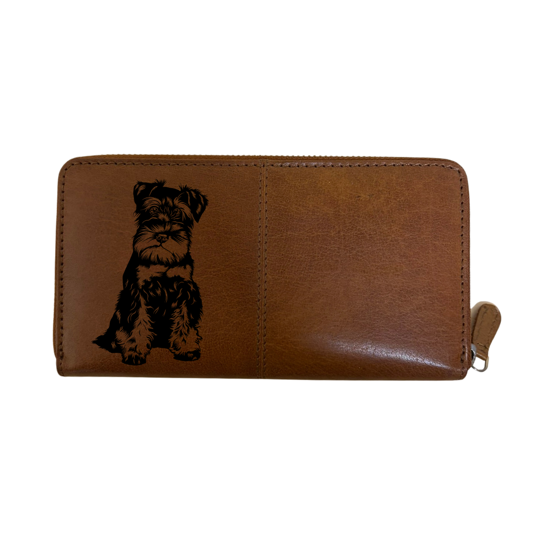 Miniature Schnauzer Engraved Large Leather Purse