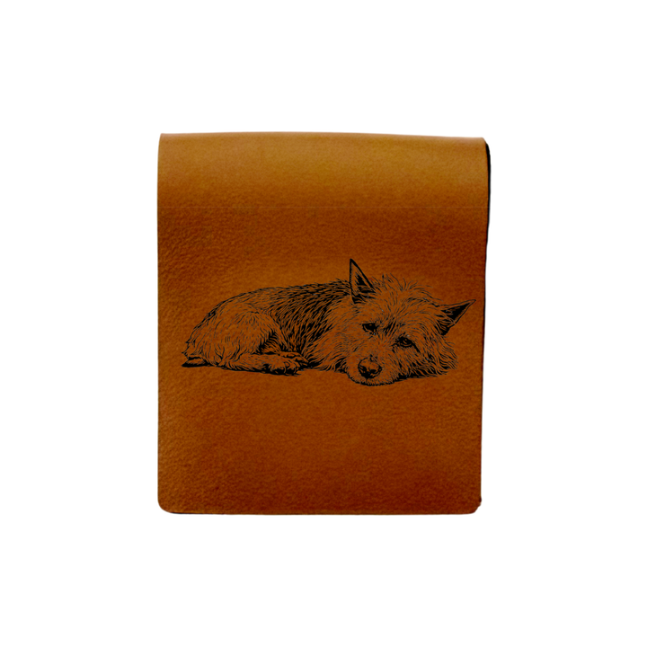 Australian Terrier Lying Down Engraved Genuine Leather Magnetic Bookmark
