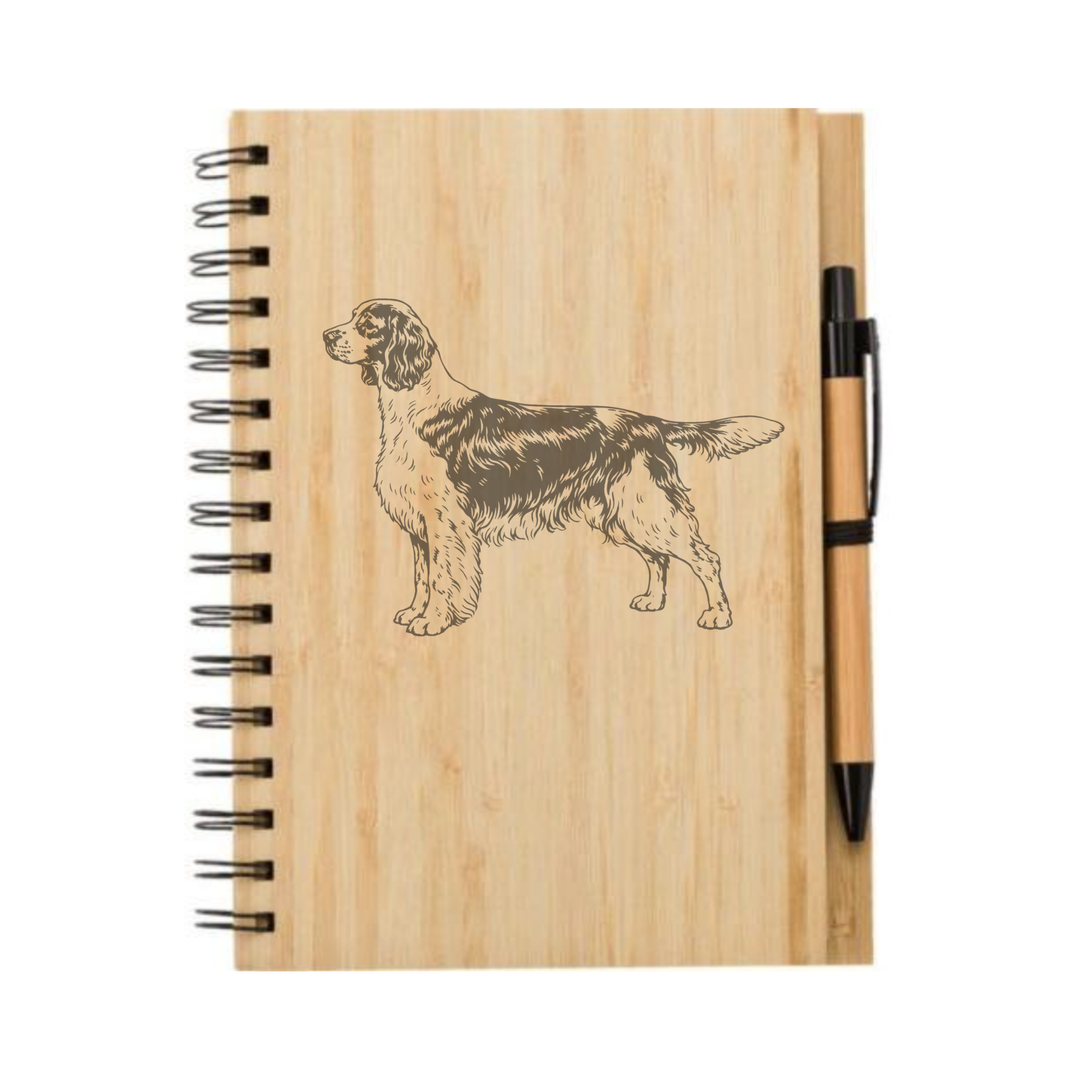 English Springer Spaniel Standing Illustration Engraved Notebook