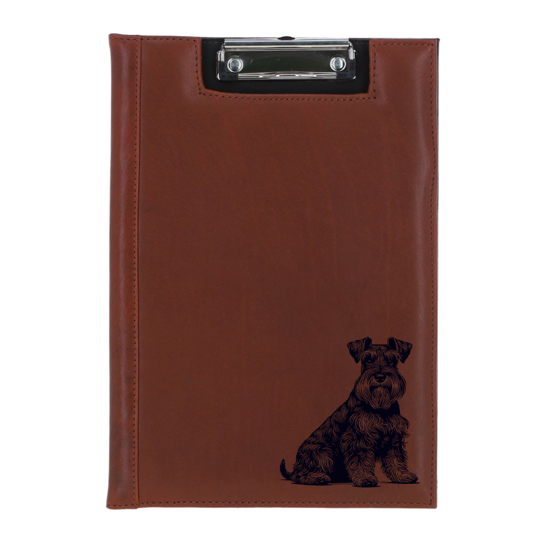 Miniature Schnauzer Sitting Engraved Leather Clipboard