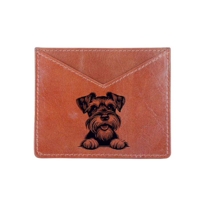 Miniature Schnauzer Paws Engraved Genuine Leather Cardholder