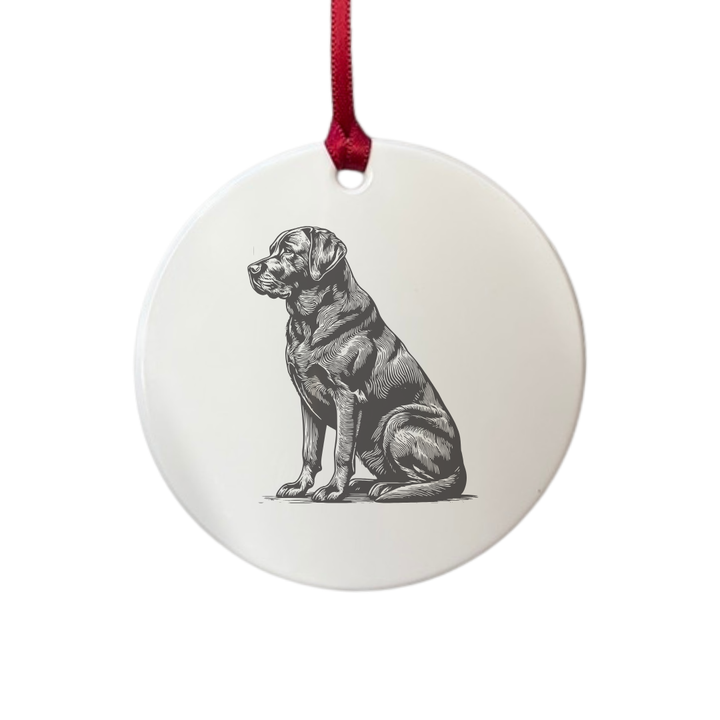 Personalised Labrador Retriever Sitting Engraved White Acrylic Decoration
