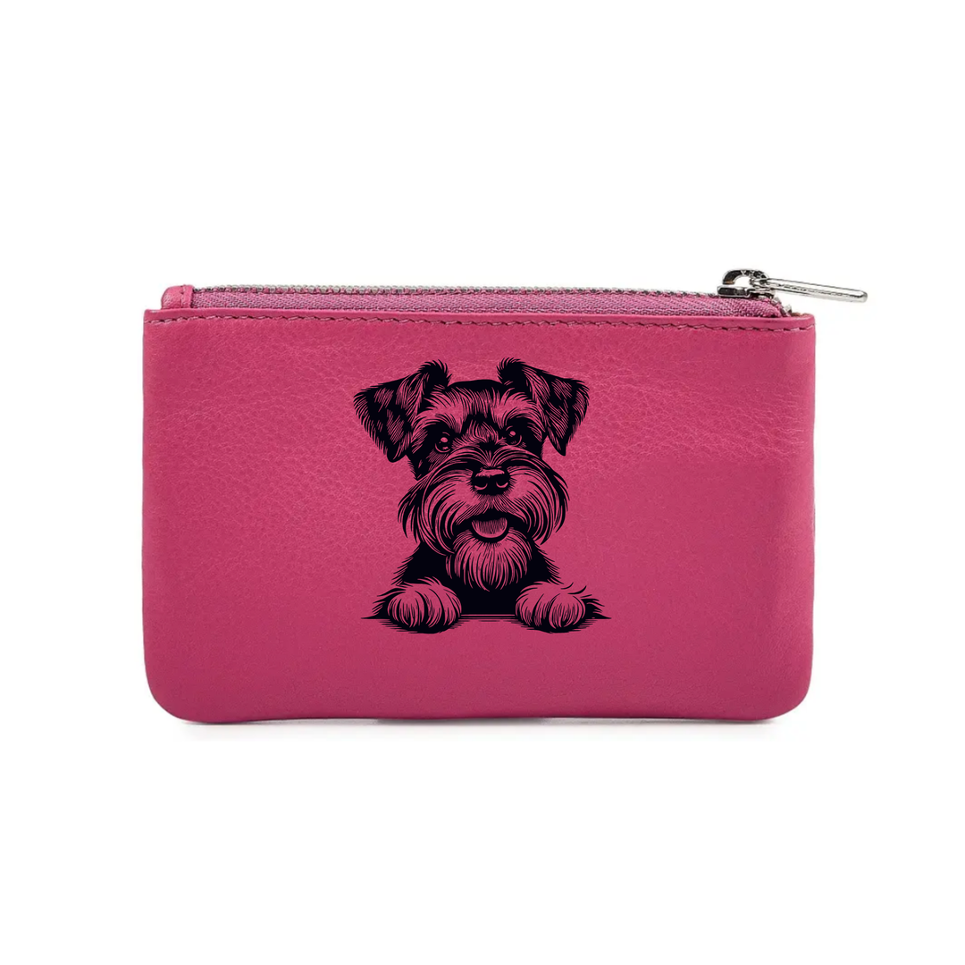 Miniature Schnauzer Paws Engraved Genuine Leather Coin Purse (Multiple Colour Options)
