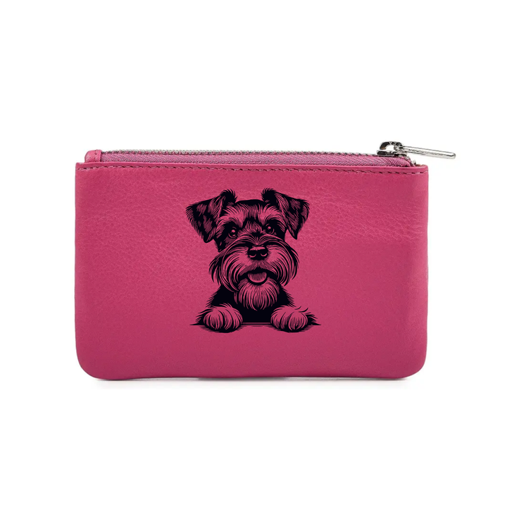 Miniature Schnauzer Paws Engraved Genuine Leather Coin Purse (Multiple Colour Options)