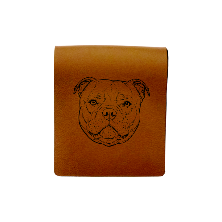 Staffordshire Bull Terrier Face Engraved Genuine Leather Magnetic Bookmark