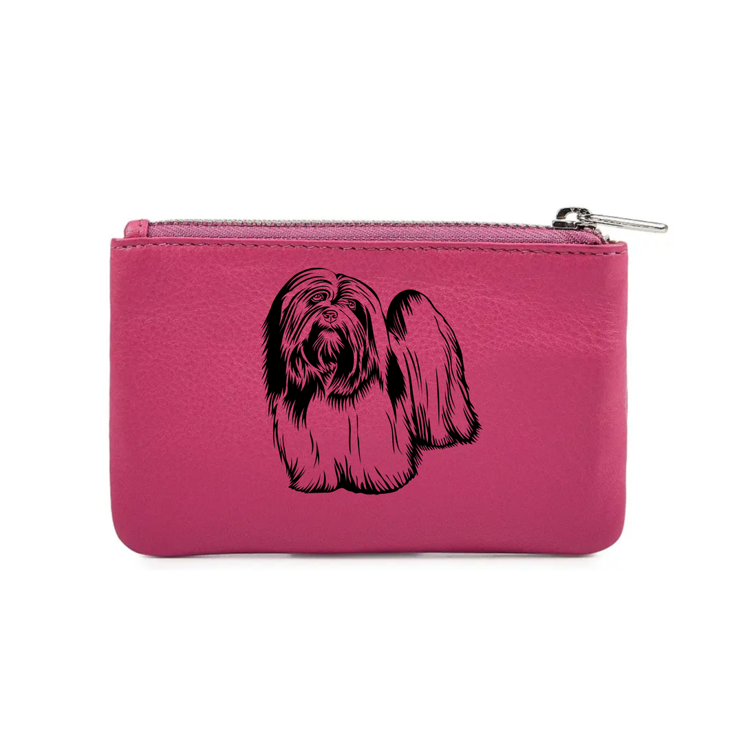 Lhasa Apso Engraved Genuine Leather Coin Purse (Multiple Colour Options)