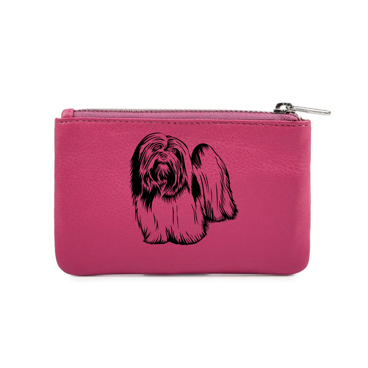 Lhasa Apso Engraved Genuine Leather Coin Purse (Multiple Colour Options)