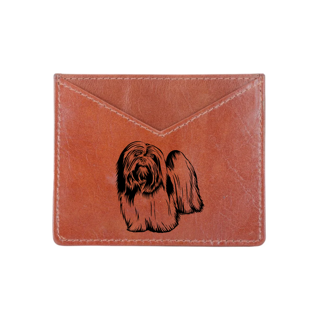 Lhasa Apso Engraved Genuine Leather Cardholder