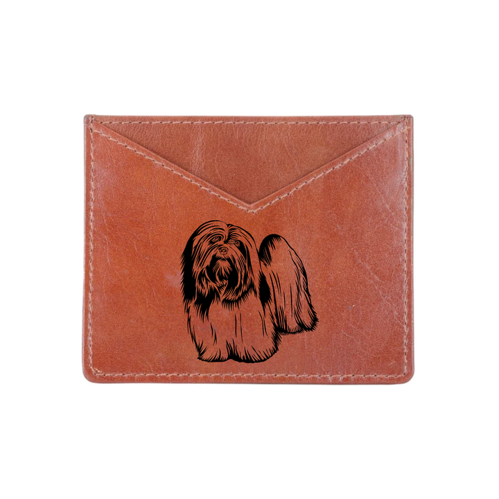 Lhasa Apso Engraved Genuine Leather Cardholder