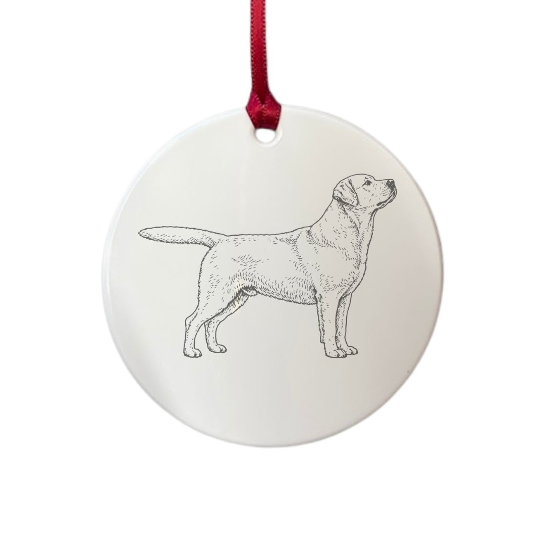Personalised Labrador Retriever Standing Engraved White Acrylic Decoration