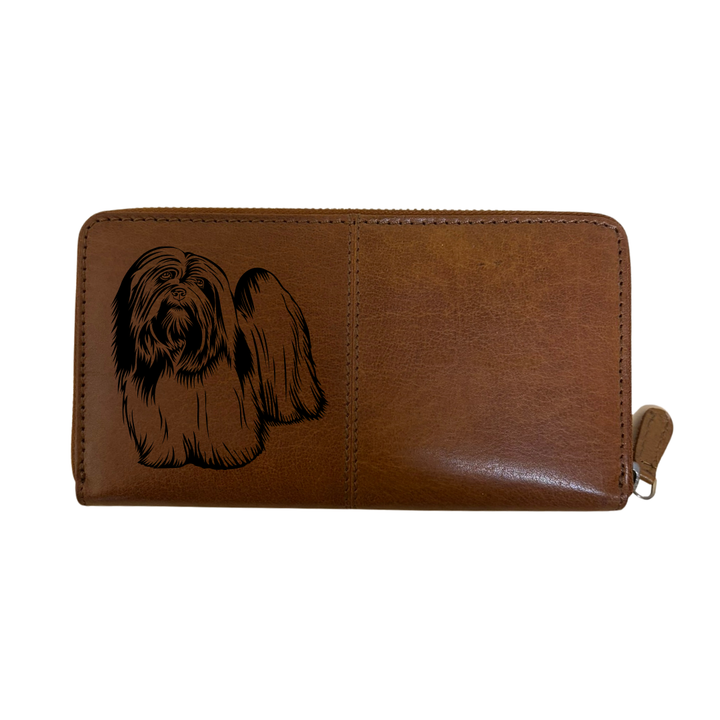 Lhasa Apso Engraved Large Leather Purse