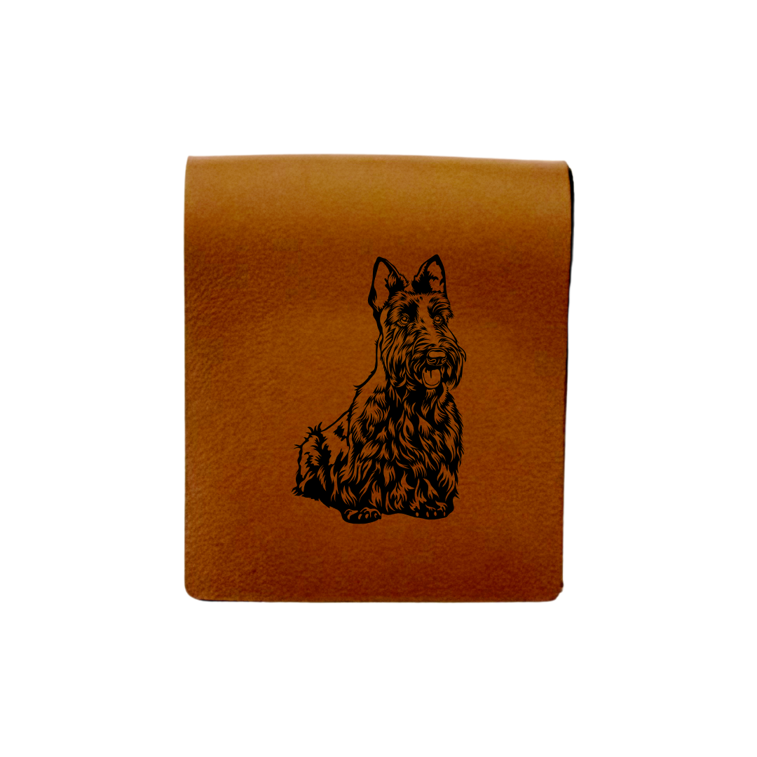 Scottish Terrier Engraved Genuine Leather Magnetic Bookmark