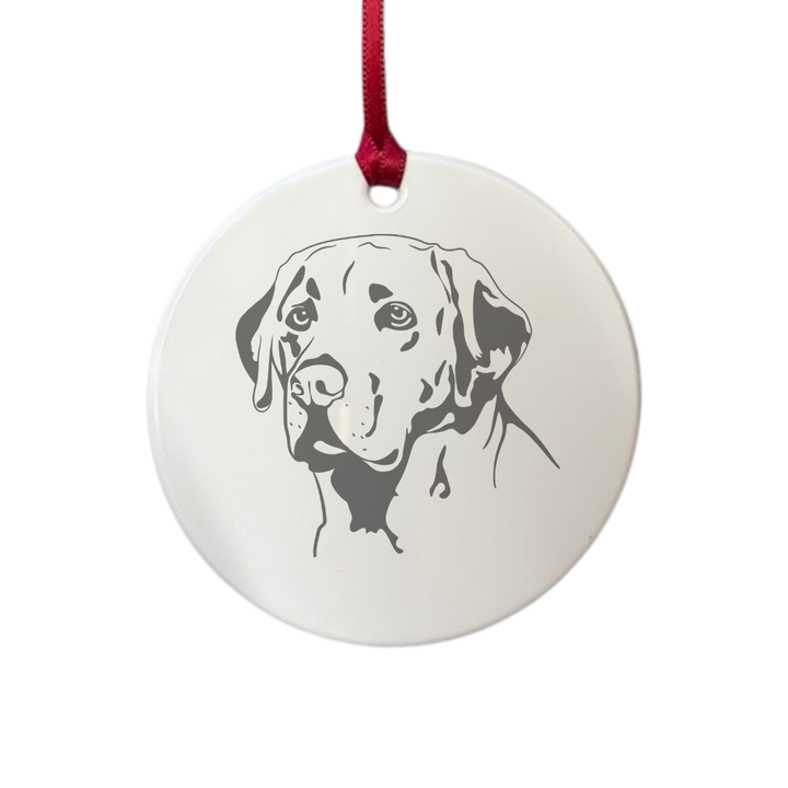 Personalised Light Labrador Retriever Face Engraved White Acrylic Decoration