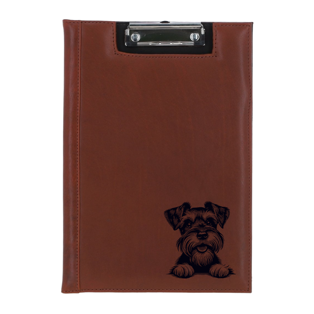 Miniature Schnauzer Paws Engraved Leather Clipboard
