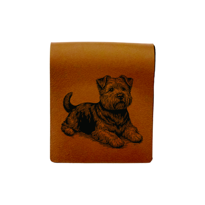 Norfolk Terrier Lying Down Engraved Genuine Leather Magnetic Bookmark