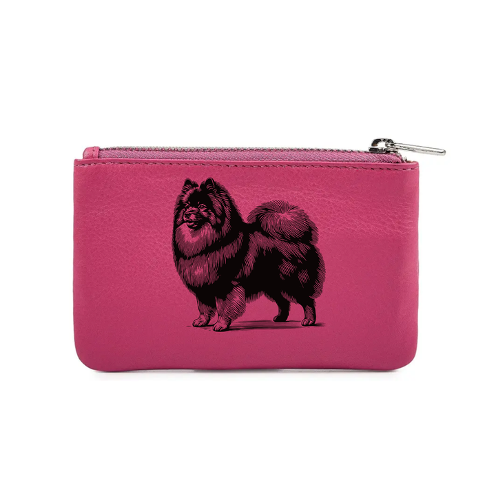 German Spitz Standing Engraved Genuine Leather Coin Purse (Multiple Colour Options)