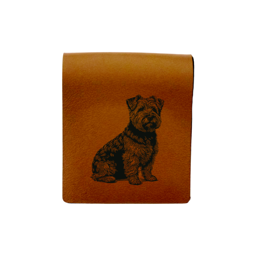 Norfolk Terrier Sitting Engraved Genuine Leather Magnetic Bookmark
