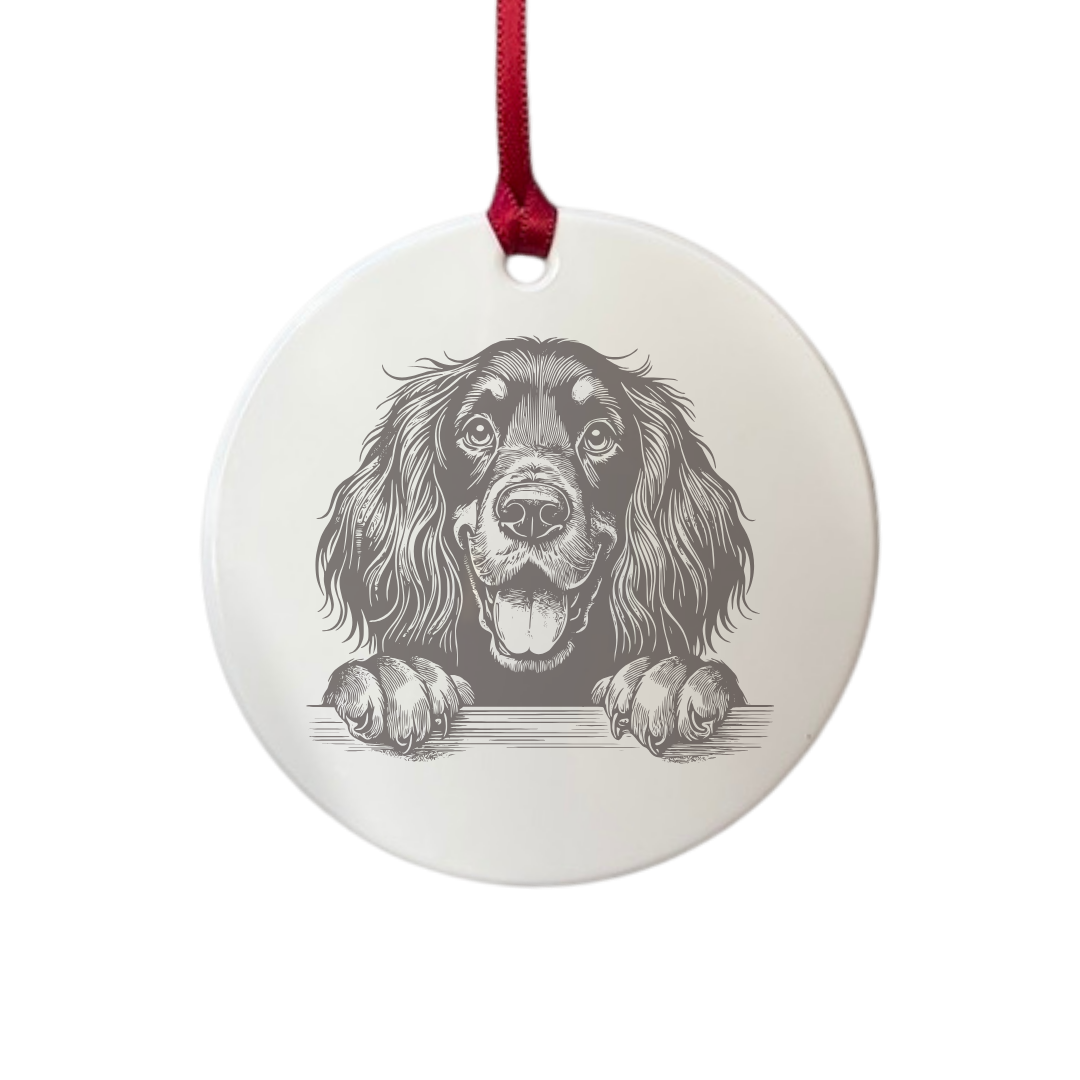 Personalised Gordon Setter Paws Engraved White Acrylic Decoration
