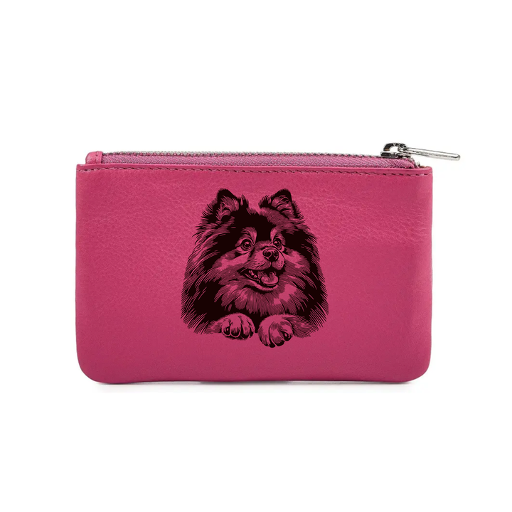 German Spitz Paws Engraved Genuine Leather Coin Purse (Multiple Colour Options)