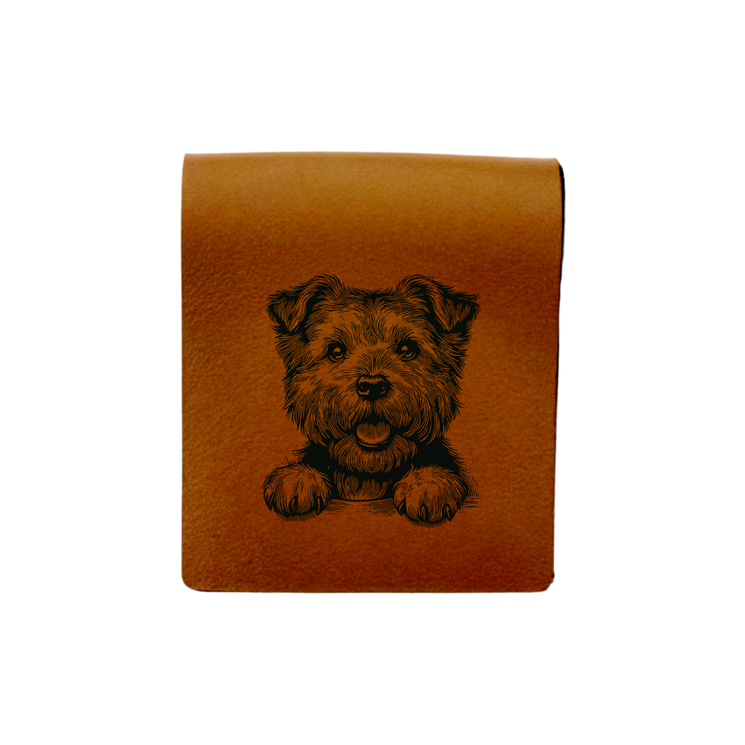 Norfolk Terrier Paws Engraved Genuine Leather Magnetic Bookmark