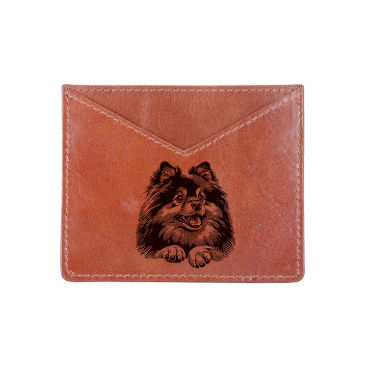 German Spitz Paws Engraved Genuine Leather Cardholder